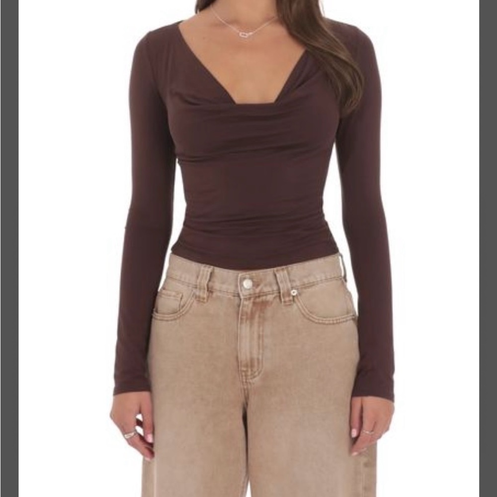 Abercrombie & Fitch Brown Long Sleeve Bodysuit